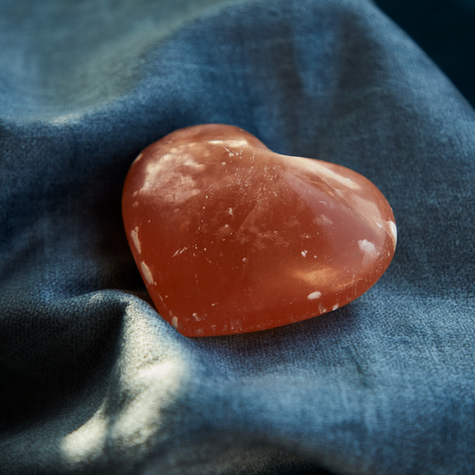Orange Selenite crystal with a warm hue, known for promoting joy, emotional clarity, and spiritual growth. Ideal for Sacral and Solar Plexus Chakra work.